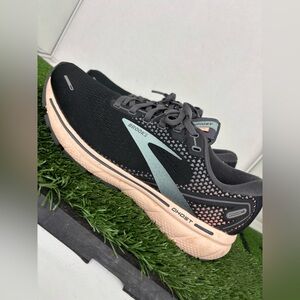Brooks Ghost 14 Running Shoes Sneaker Womens Size 9 Black Pink Comfort Athletic